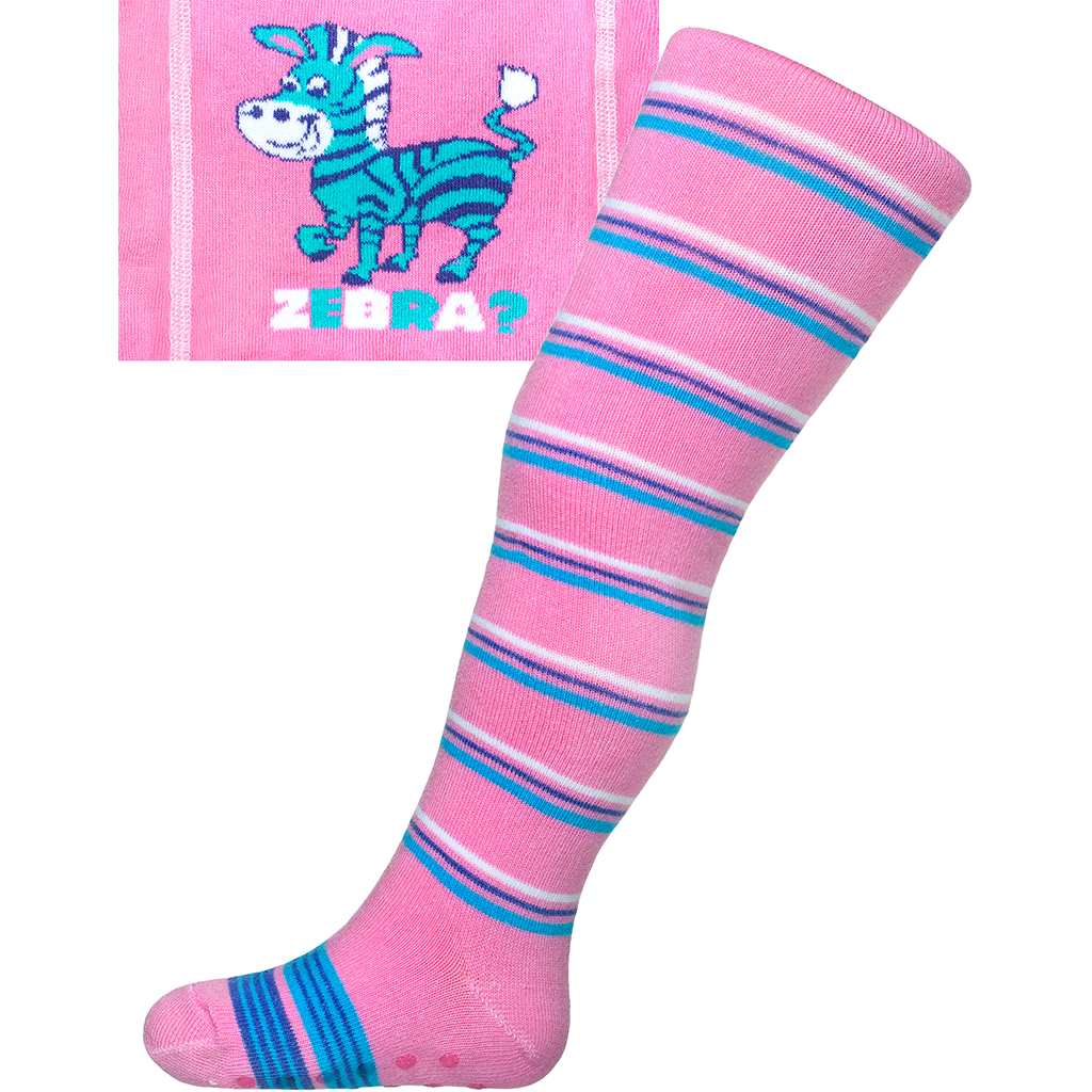 Bavlněné punčocháčky New Baby s ABS růžové zebra s pruhy - 104 (3-4r)