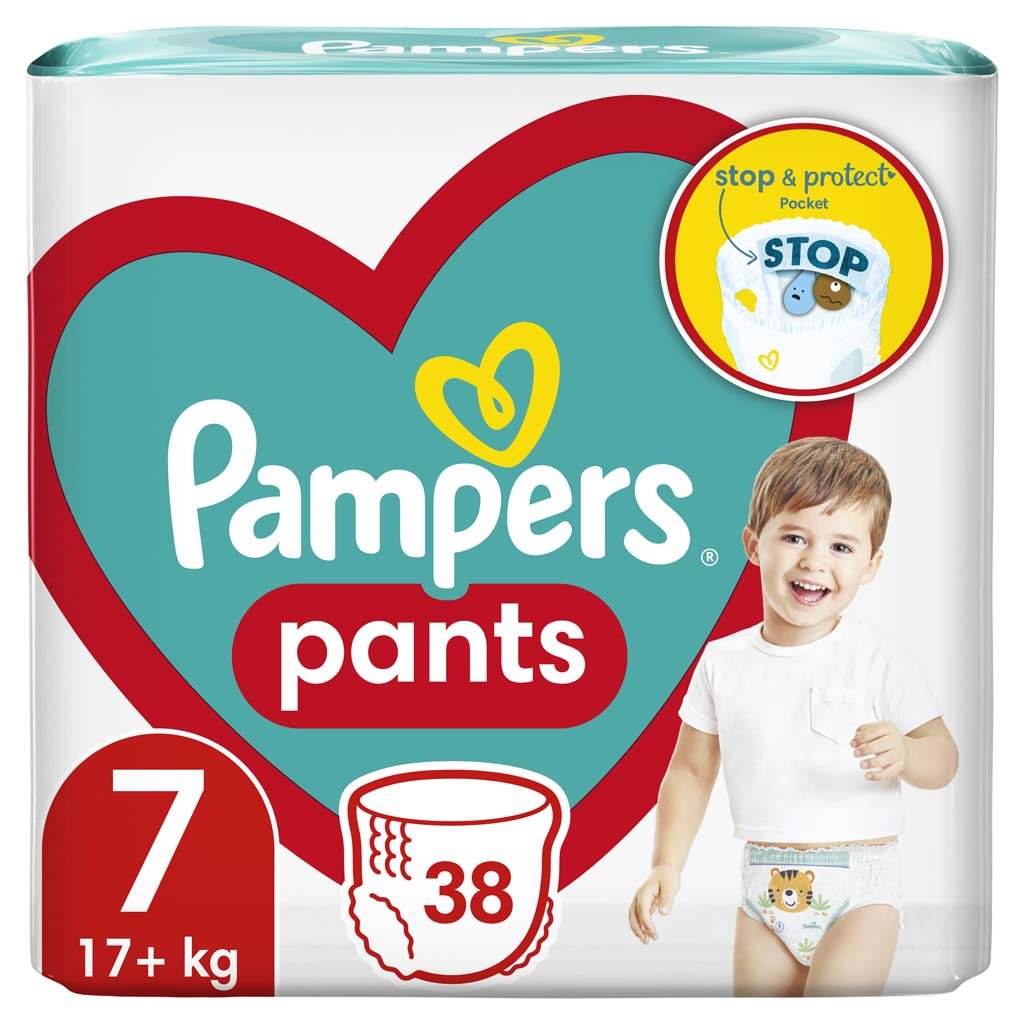 PAMPERS Active Baby-Dry Pants Kalhotky plenkové jednorázové 7 (17 kg+) 38 ks - JUMBO PACK