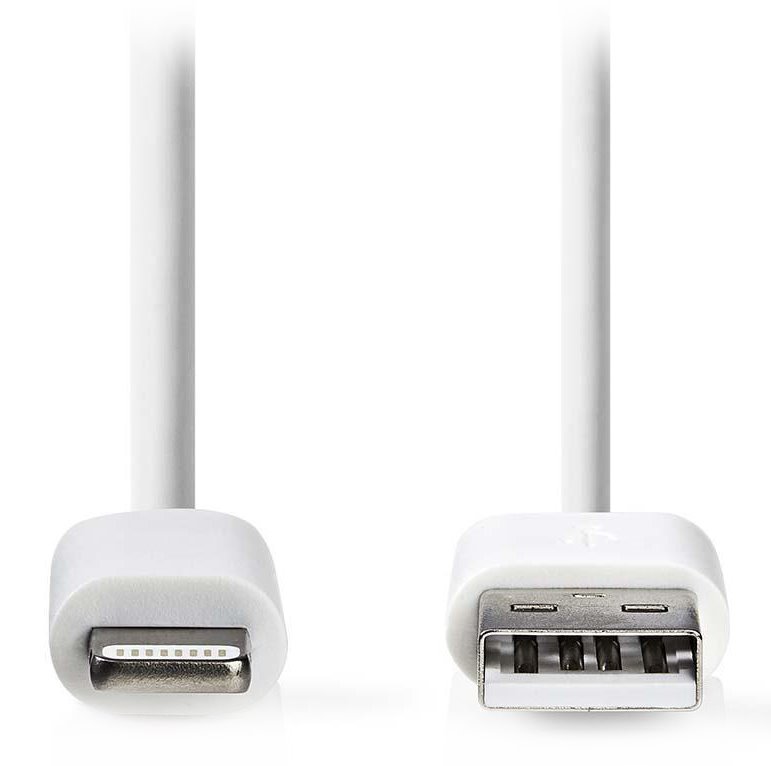NEDIS synchronizační a nabíjecí kabel/ Apple Lightning 8-pin zástrčka - USB A zástrčka/ bílý/ 1m