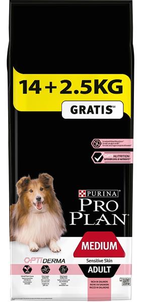PRO PLAN Dog Adult Medium Sensitive Skin 14+2,5 kg zdarma