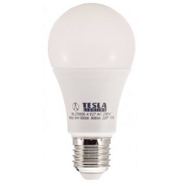 TESLA LED žárovka BULB/ E27/ 9W/ 230V/ 806lm/ 3000K/ teplá bílá