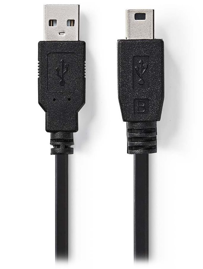NEDIS kabel USB 2.0/ A-B mini/ 5pinů/ černý/ 1m