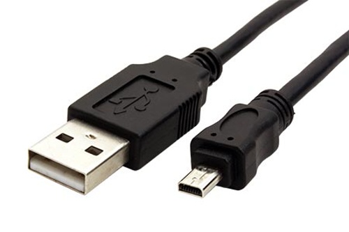 Kabel USB A-miniUSB, 8pin, Panasonic, Nikon UC-E6, Olympus CB-USB7, Minolta USB-2, USB-3, 1,8m, čern