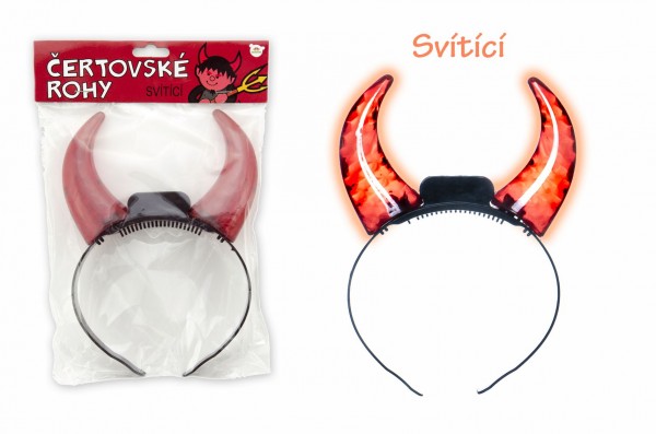 Rohy čertovské svítící plast 15cm na baterie