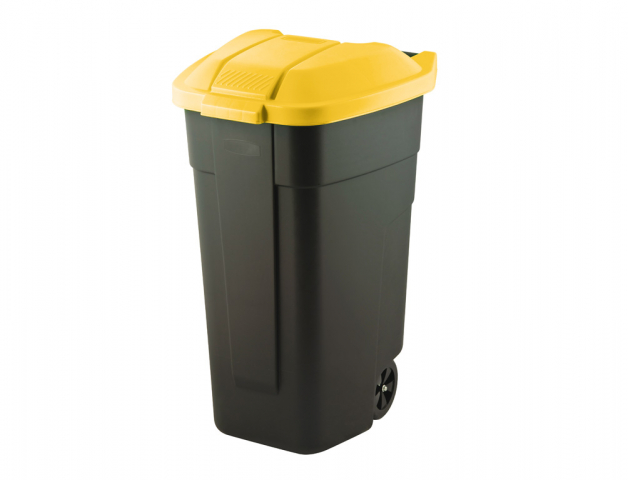 Popelnice na odpad plastová černo-žlutá 110l 58x52x88cm