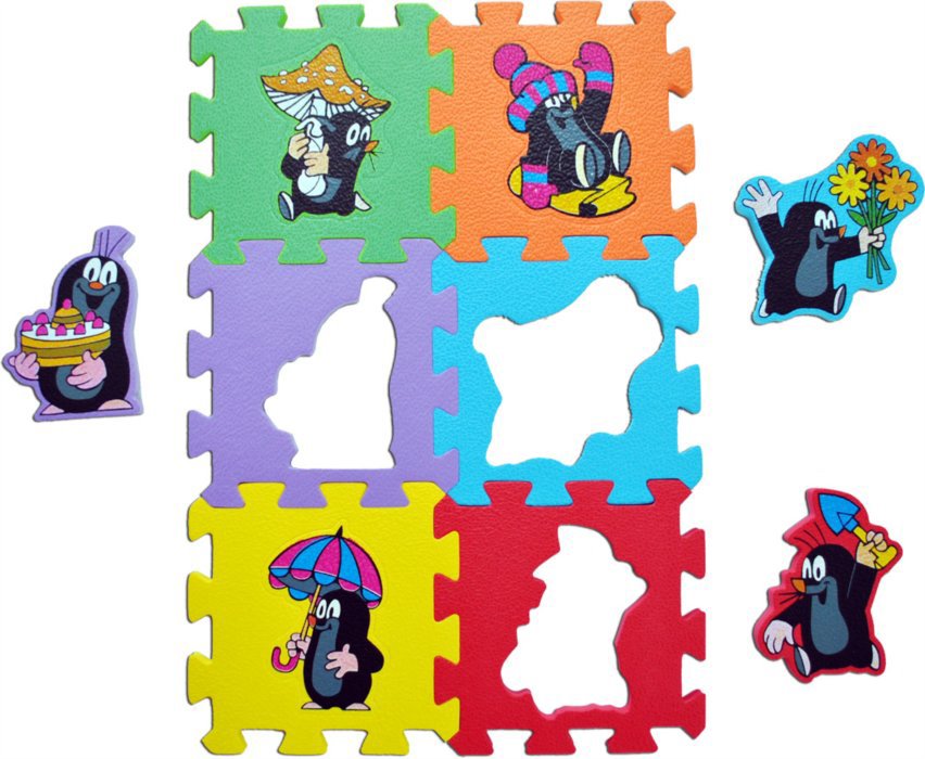 Pěnové puzzle Krtek - 6x jinak (15x15)