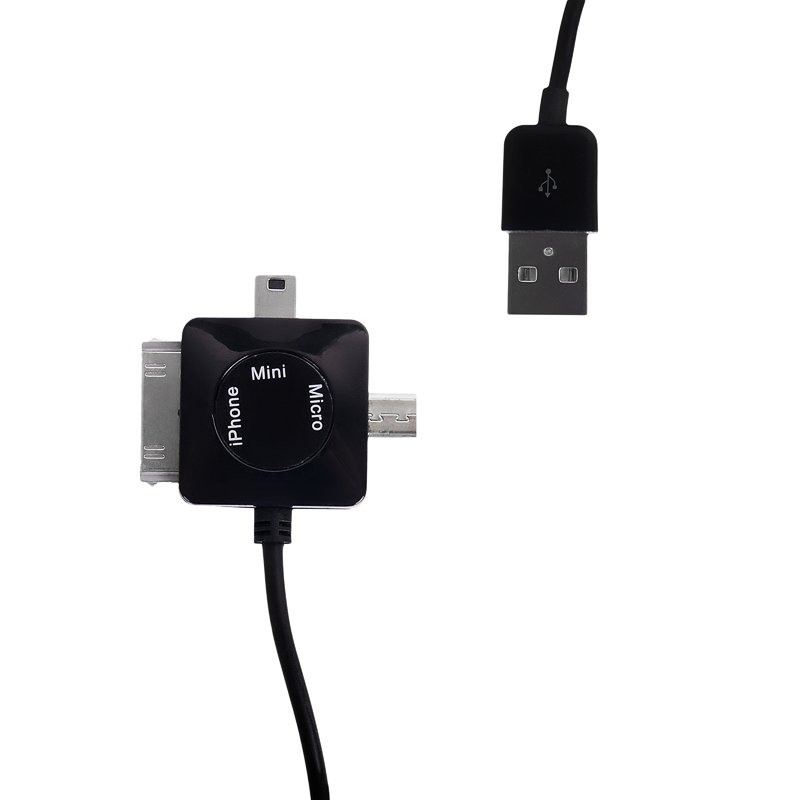 WE Datový kabel micro/mini USB/iPhone4 100cm černý