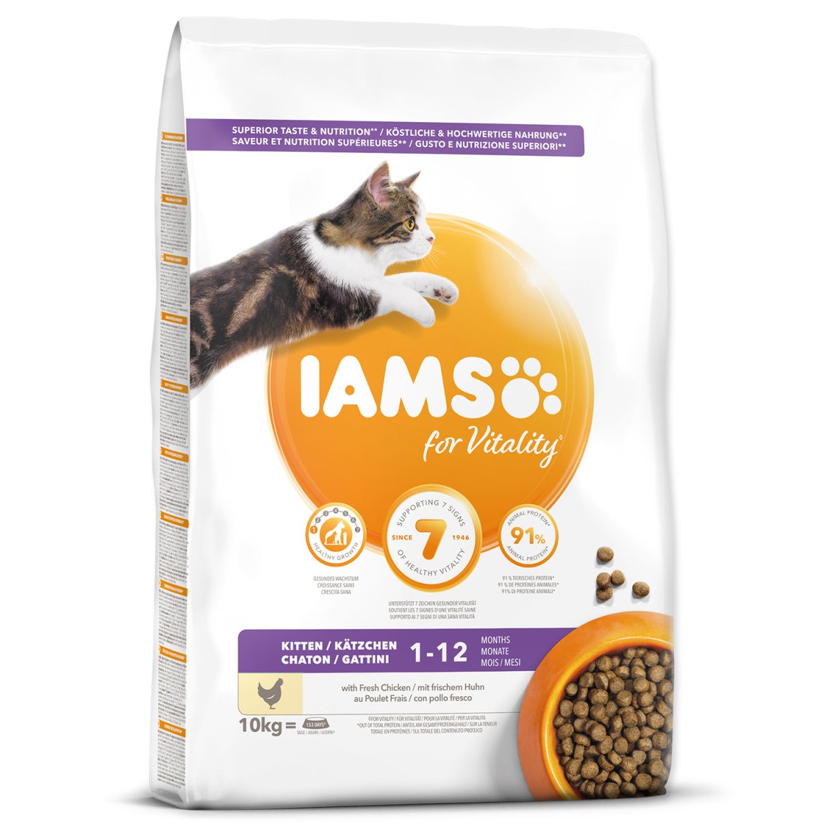 IAMS for Vitality Kitten Food with Fresh Chicken - 10 kg
