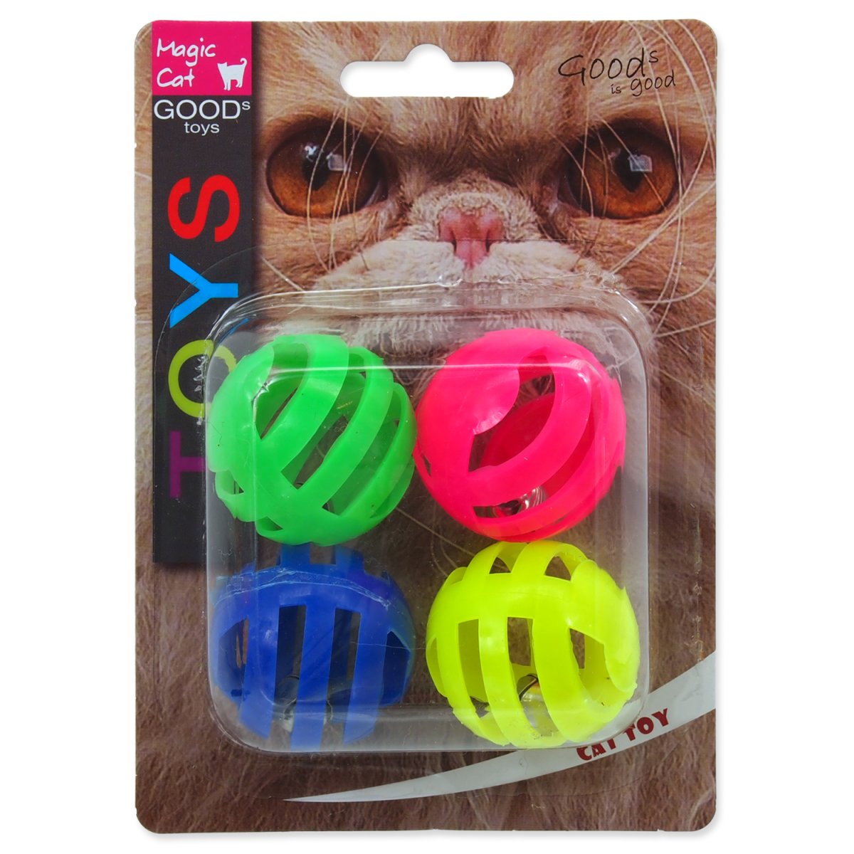Hračka MAGIC CAT míček děrovaný plastový s rolničkou 3,75 cm (4ks)