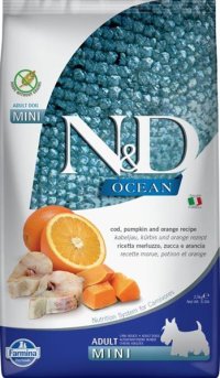 N&D OCEAN Dog GF Cod, Pumpkin & Orange Adult Mini 2,5 kg - VÝPRODEJ