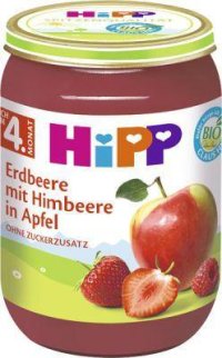 HiPP BIO Jablka, jahody, maliny 190 g, 4m+ - VÝPRODEJ