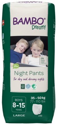 BAMBO Dreamy Night Pants Kalhotky plenkové jednorázové Boys 8-15 let (35-50 kg) 10 ks - VÝPRODEJ