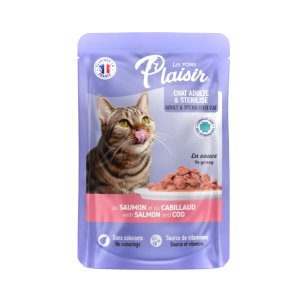 Plaisir Cat losos &amp; treska, kapsička 100 g - VÝPRODEJ
