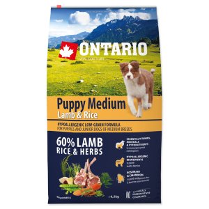 Krmivo Ontario Puppy Medium Lamb & Rice 6,5kg - VÝPRODEJ