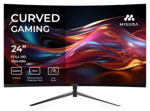 MISURA 24" LED P23MM24DFA01/ prohnutý/ VA/ 1920x1080 (FHD)/ 4000:1/ 1ms/ 300 cd/m2/ HDMI/ DP/ REPRO/ VESA 75x75/ černý - VÝPRODEJ