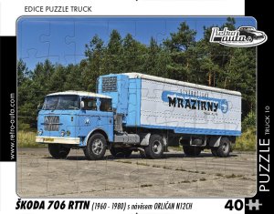 RETRO-AUTA Puzzle TRUCK č.10 Škoda 706 RTTN s návěsem Orličan N12CH (1960-1980) 40 dílků - VÝPRODEJ