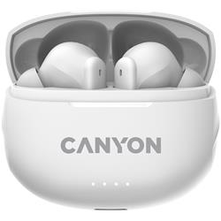 CANYON TWS-8 BT sluchátka s mikrofonem, BT V5.3 JL 6976D4, pouzdro 470mAh+40mAh až 32h, bílá - VÝPRODEJ