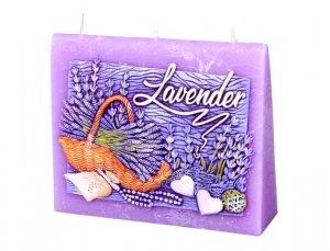 Svíčka LEVANDULE OBÁLKA zdobená vyřezávaná vonná 13x11x4cm - VÝPRODEJ