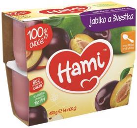 HAMI 100 % ovoce švestka a jablko (4 x 100 g) - ovocný příkrm - VÝPRODEJ