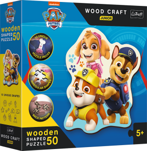 TREFL Wood Craft Junior puzzle Tlapková patrola 50 dílků - VÝPRODEJ