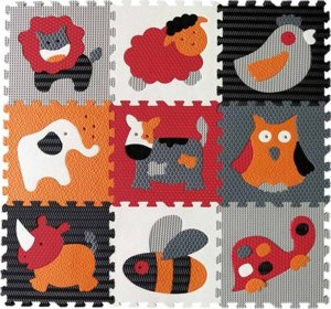 BABY GREAT Pěnové puzzle Zvířata šedá-červená SX (30x30) - VÝPRODEJ