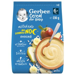 GERBER Kaše mléčná cereal ovocná Dobrou noc 230 g - VÝPRODEJ