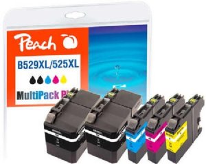 PEACH kompatibilní cartridge Brother LC529XL/LC525XL MultiPack Plus, 2xbk, c, m, y, 2x50 ml, 3x15 ml - VÝPRODEJ