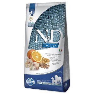 Krmivo N&D Dog Ocean Adult Medium & Maxi Codfish, Spelt, Oats & Orange 12kg - VÝPRODEJ