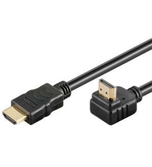 Kabel HDMI High Speed+Ethernet zlacený zahnutý konektor 90° 2m - VÝPRODEJ