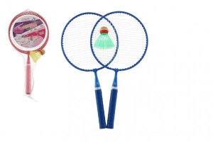 Badminton sada dětská kov/plast 2 pálky + 1 košíček 2 barvy v síťce - VÝPRODEJ