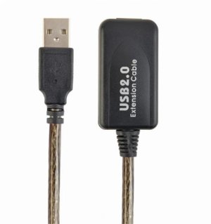 Gembird aktívny predlžovací kábel USB 2.0 (M-F), 10 m, čierny - VÝPRODEJ