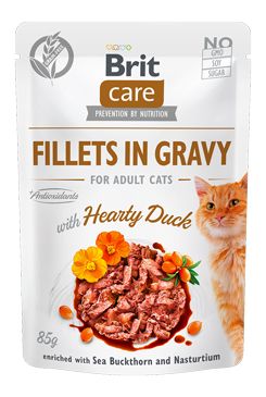 Brit Care Cat Fillets in Gravy Hearty Duck 85g - VÝPRODEJ