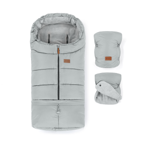 PETITE&MARS Set zimní fusak Jibot 3v1 + rukavice na kočárek Jasie Quiet Grey - VÝPRODEJ