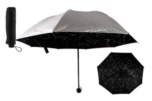 Deštník hvězdná obloha skládací 25cm látka/kov pro dospělé stříbrný - VÝPRODEJ