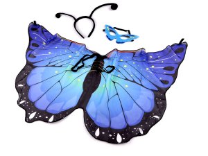 Karnevalový kostým - motýl - modrá - VÝPRODEJ