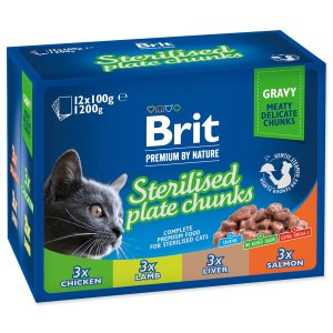 Kapsička Brit Premium Cat Meat Sterilised mix v omáčce Multi 400g (4x100g) - VÝPRODEJ