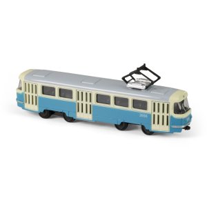 Kovová tramvaj modrá 16 cm - VÝPRODEJ