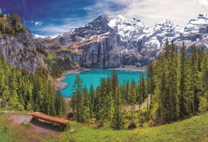 Trefl Puzzle Jezero Oeschinen, Alpy / 1500 dílků - VÝPRODEJ