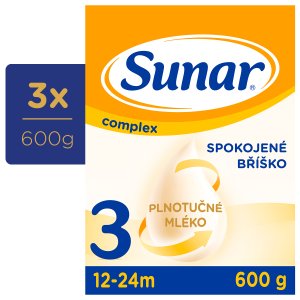 3x SUNAR Complex 3 Mléko batolecí 600 g - VÝPRODEJ