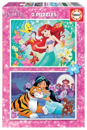 EDUCA Puzzle Disney princezny: Ariel a Jasmína 2x48 dílků - VÝPRODEJ