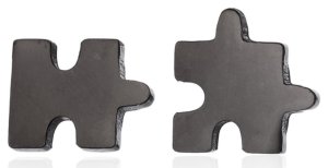 Ocelové náušnice Puzzle - černé - VÝPRODEJ