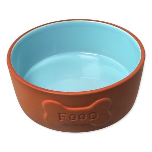 Miska Dog Fantasy keramická FOOD cihlová/modrá 13x5cm, 350ml - VÝPRODEJ