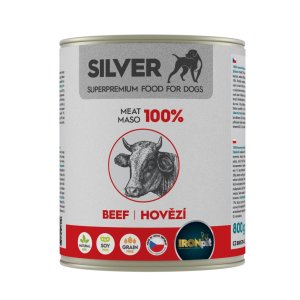 IRONpet Silver Dog Hovězí 100% masa, konzerva 800 g - VÝPRODEJ