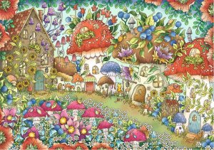 RAVENSBURGER Puzzle Roztomilé houbové domečky na květinové louce 1000 dílků - VÝPRODEJ
