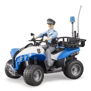 Bruder BWORLD modrá čtyřkolka policie s figurkou - VÝPRODEJ