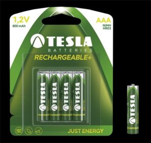 Tesla AAA RECHARGEABLE+ nabíjecí Ni-MH 800mAh, 4 ks - VÝPRODEJ