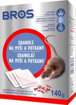 Rodenticid BROS granule na myši a potkany 7x20g - VÝPRODEJ