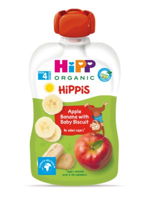 HiPP HiPPiS BIO Jablko, banán a Baby sušenky 100 g, 4m+ - VÝPRODEJ
