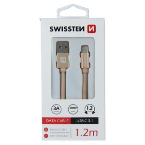 Swissten USB/USB-C 1.2m, zlatý - VÝPRODEJ