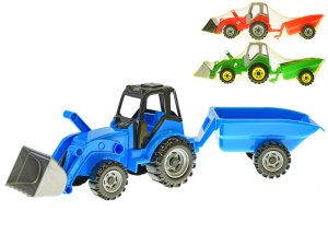 Traktor s vlečkou a nakladačem 60 cm - mix barev - VÝPRODEJ